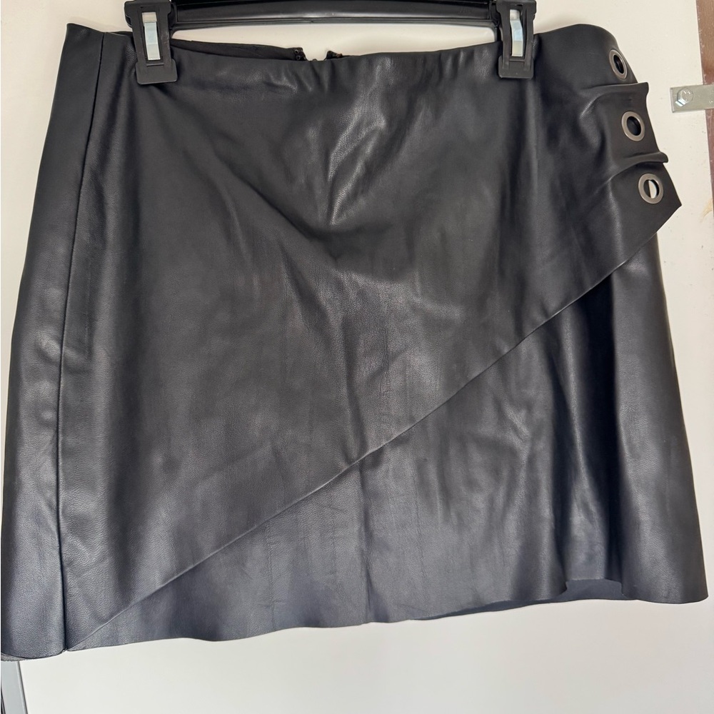 Express Black Asymmetrical Wrap Mini Skirt